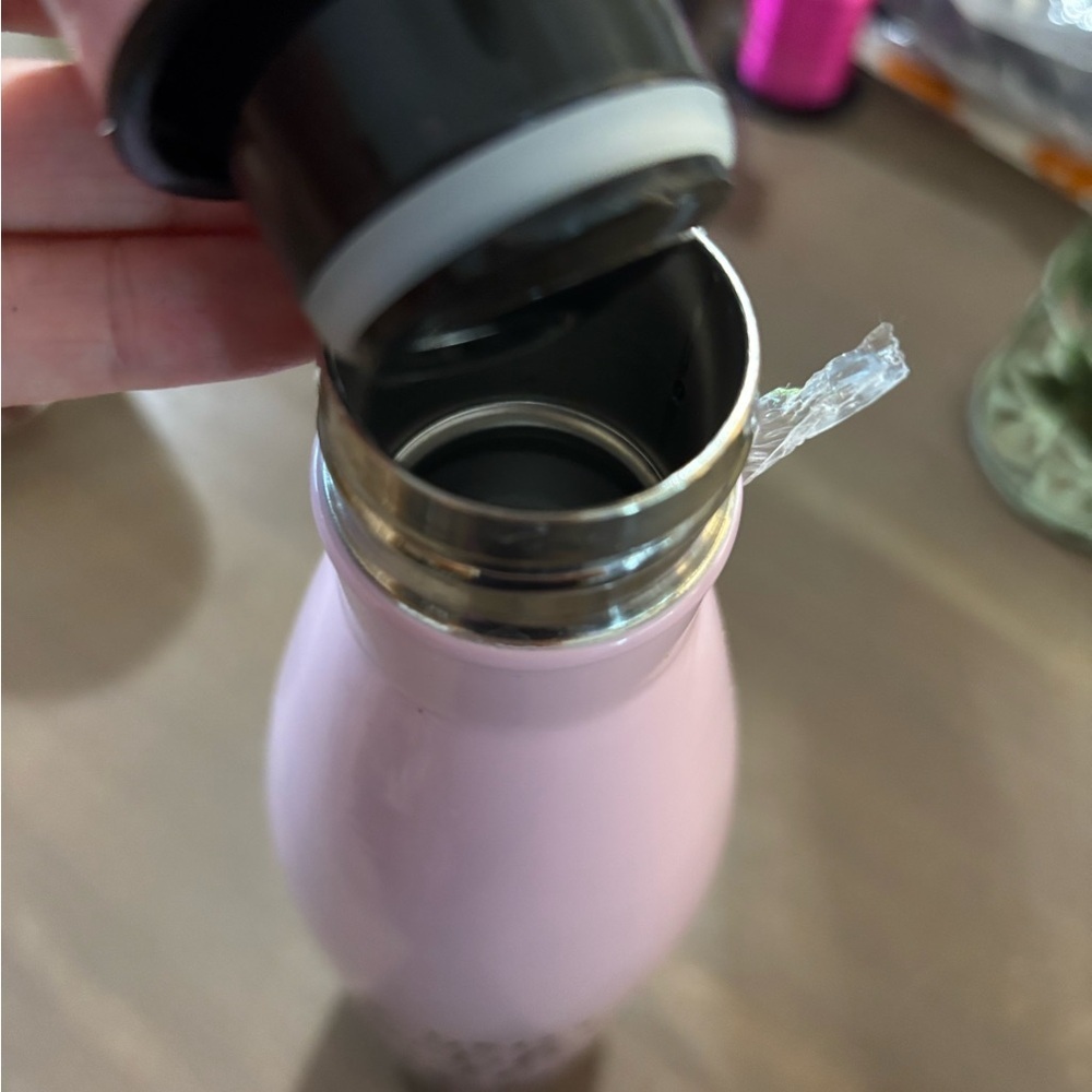 Pink Insulated Water Bottle with Black Lace Design Beautiful Self - Picture 4 of 5